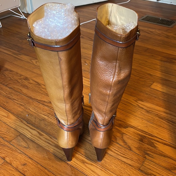 Coach Adair Saddle Pebble Grain Leather Wedge Boot Size 9 - Picture 6 of 9